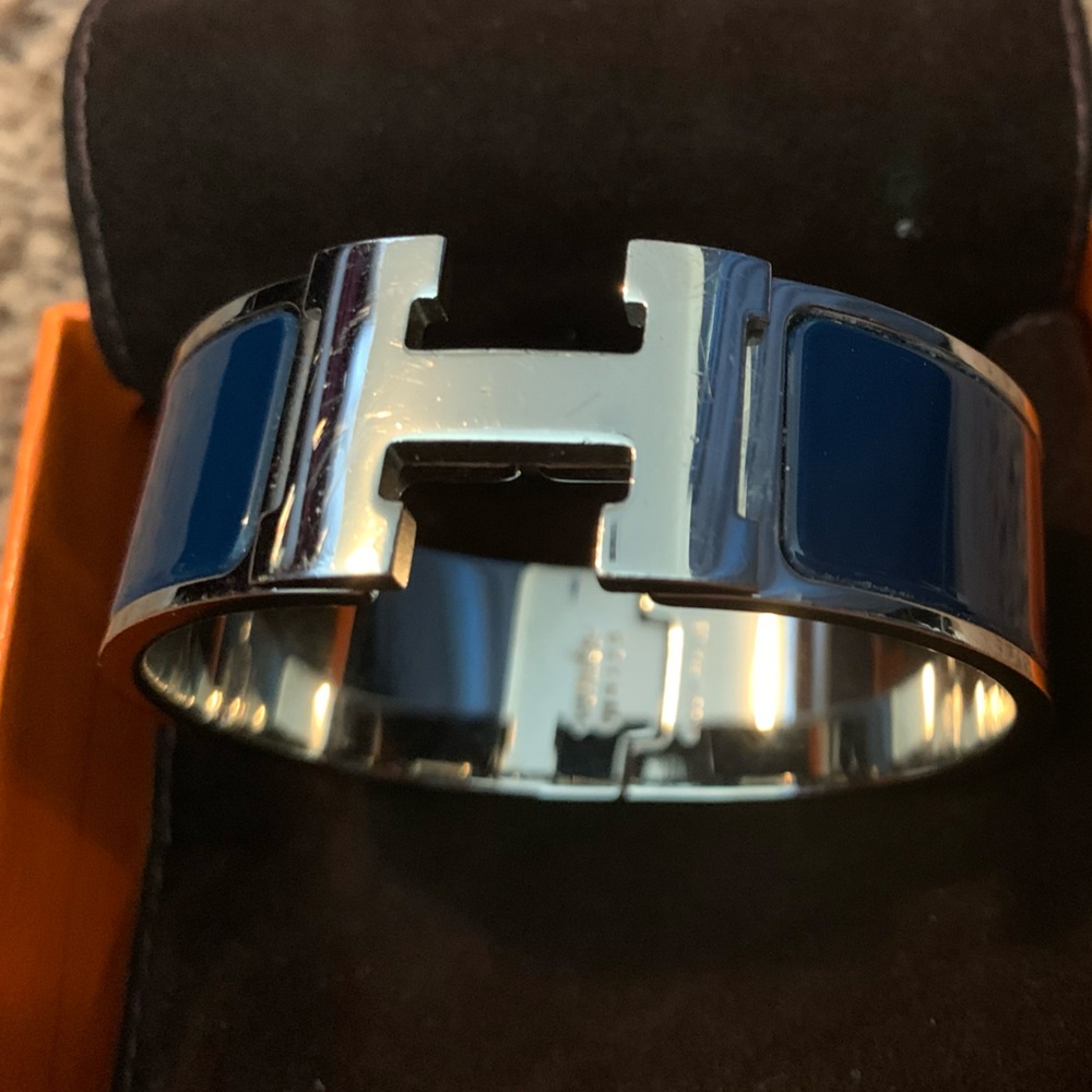 Hermes Navy Clic Clac PM Wide Bracelet